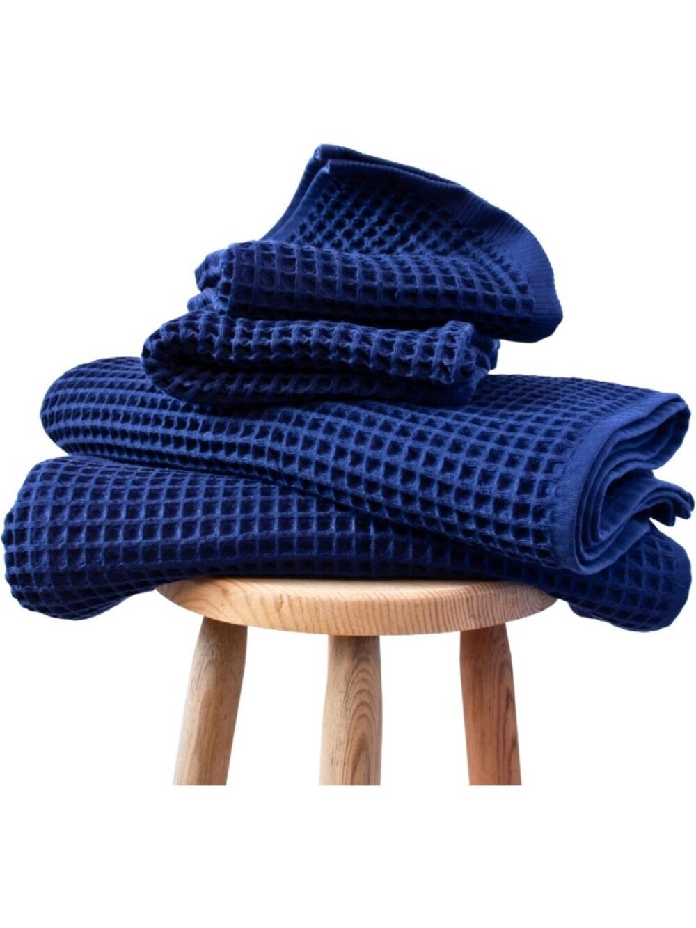 Luxury 100% Turkish Cotton Waffle Towels Set of 4 - Soft, Absorbent, Navy Blue